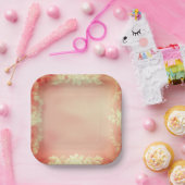Teller aus rosa Blumenpapier (Party)