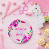 Teller aus rosa Blumenpapier (Party)