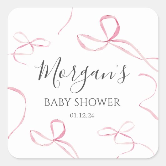 Teller aus rosa Bugpapier, Dekorationen aus Bugmot Quadratischer Aufkleber (Vorderseite)