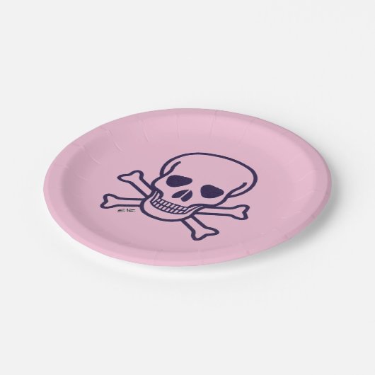 Teller aus rosa Knochenpapier (Schrägansicht)