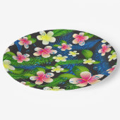 Teller aus rosa und gelbgestrichenem Hibiskus (Schrägansicht)