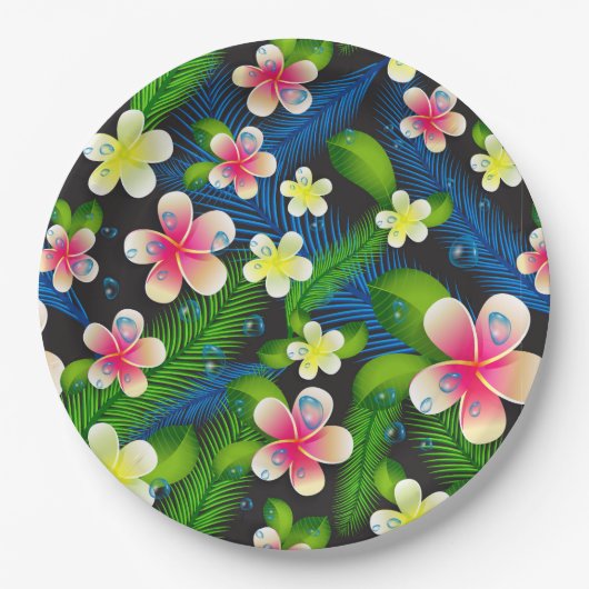 Teller aus rosa und gelbgestrichenem Hibiskus (Vorderseite)