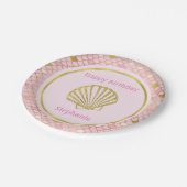 Teller aus rosa und goldfarbenem Mermaid-Papier (Schrägansicht)