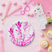 Teller aus rosa weißem Blumenpapier (Party)