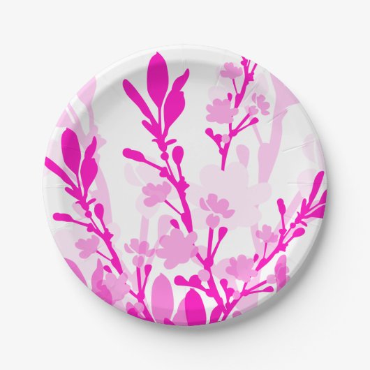 Teller aus rosa weißem Blumenpapier (Vorderseite)
