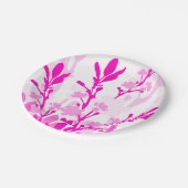 Teller aus rosa weißem Blumenpapier (Schrägansicht)