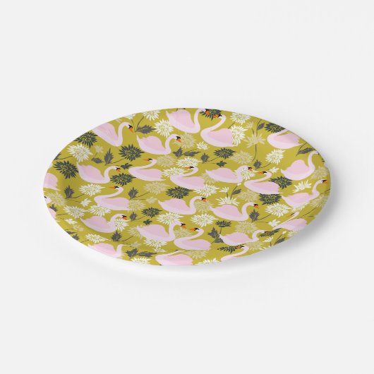 Teller aus rosafarbenem Swan (Schrägansicht)