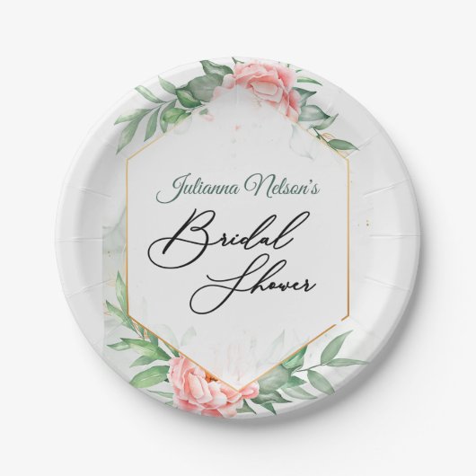 Teller aus Rose und grünem Blumenpapier (Vorderseite)