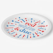 Teller aus rotem Weißes und grünem Baby Duschpapie (Schrägansicht)