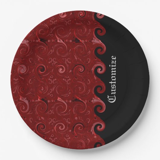 Teller aus roten und schwarzen Satin-Rollen (Vorderseite)