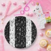 Teller aus schwarz-weiß-gestrichenen Streifen (Party)