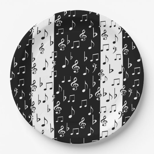 Teller aus schwarz-weiß-gestrichenen Streifen (Vorderseite)