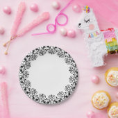 Teller aus schwarzem Blumenpapier (Party)