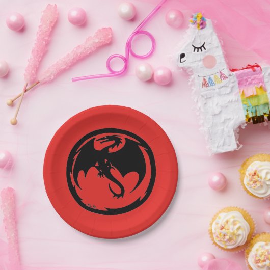 Teller aus schwarzem Drachenpapier (Party)