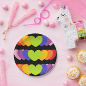 Teller aus schwarzem Party mit Regenbogenfarben  (Party)