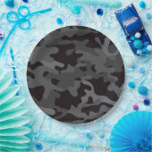 Teller aus schwarzem und grauem Camouflage (Party)