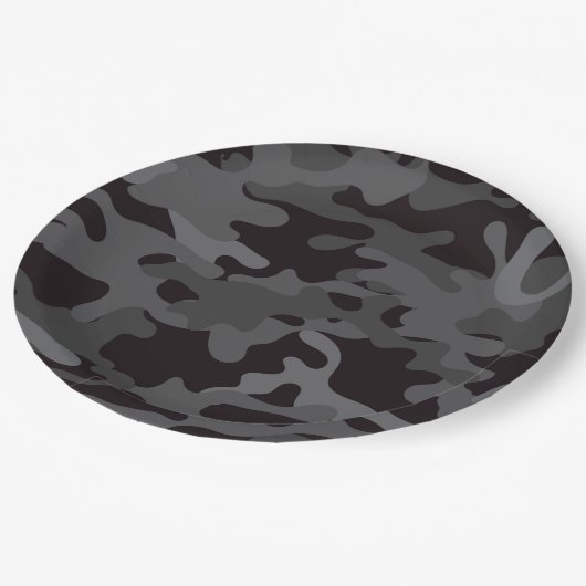 Teller aus schwarzem und grauem Camouflage (Schrägansicht)