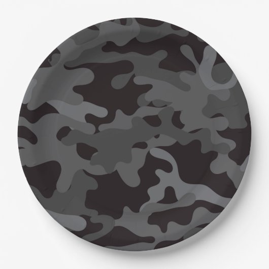 Teller aus schwarzem und grauem Camouflage (Vorderseite)