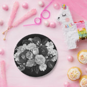 Teller aus schwarzem und weißem Blume (Party)