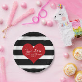 Teller aus schwarzem und weißem Streifen (Party)