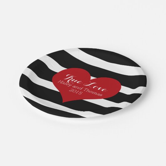 Teller aus schwarzem und weißem Streifen (Schrägansicht)