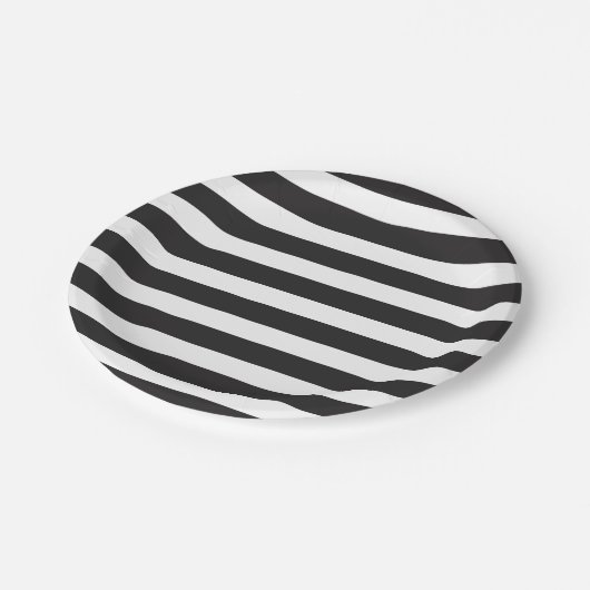 Teller aus schwarzem und weißem Streifen (Schrägansicht)