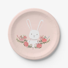 Teller aus Sonnenpapier Kinderdusche Woodland Pink