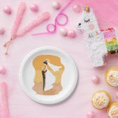 Teller aus Strandpapier mit Braut und Bräutigam (Party)