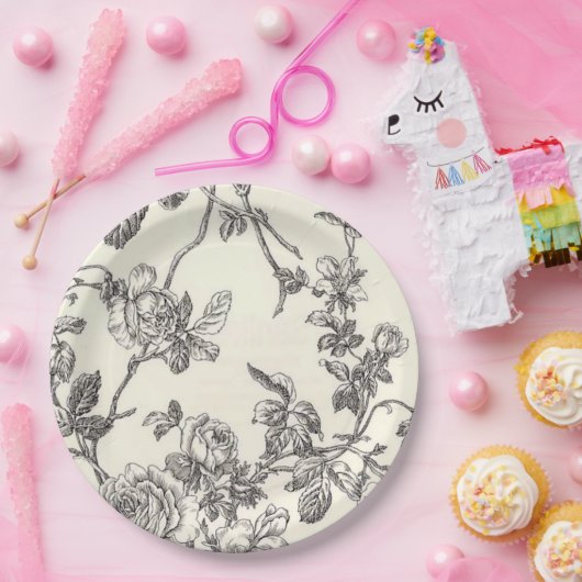 Teller aus Vintagem Schwarzweißpapier (Party)