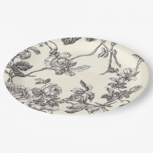 Teller aus Vintagem Schwarzweißpapier (Schrägansicht)