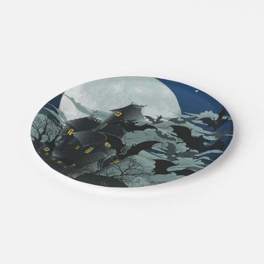 Teller aus Vollmondpapier für Spuk Haus (Schrägansicht)