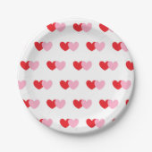 Teller aus weißem Party mit rosa und rotem Herzen  (Vorderseite)
