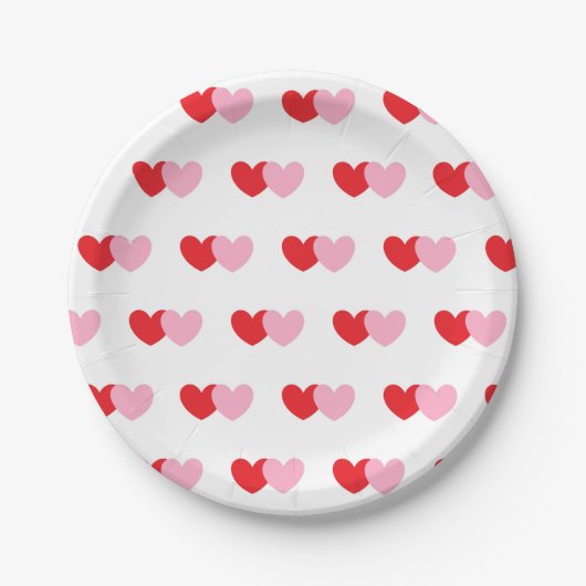 Teller aus weißem Party mit rosa und rotem Herzen (Vorderseite)