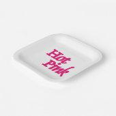 Teller aus weißem, rosa viereckigem Papier (Gewinkelt)