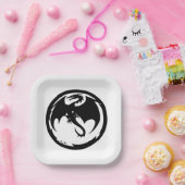 Teller aus weißem Schwarzdrachenpapier (Party)