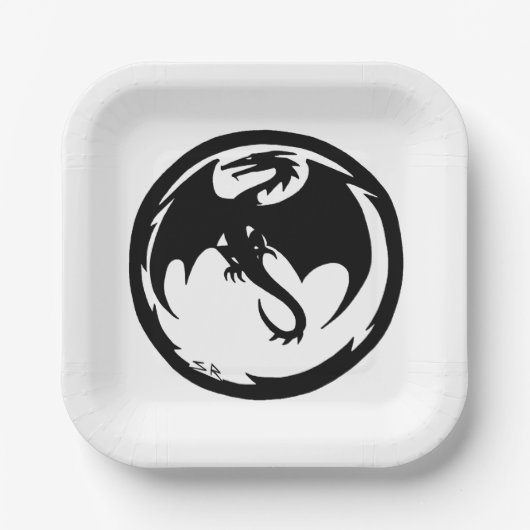 Teller aus weißem Schwarzdrachenpapier (Vorderseite)