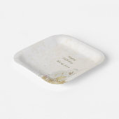 Teller aus weißem, weißem Blätter, rot und botanis (Gewinkelt)