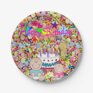Teller, Baby Happy Birthday Pappteller
