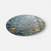 Teller-Bird-Design für Winterzettel Pappteller (Schrägansicht)