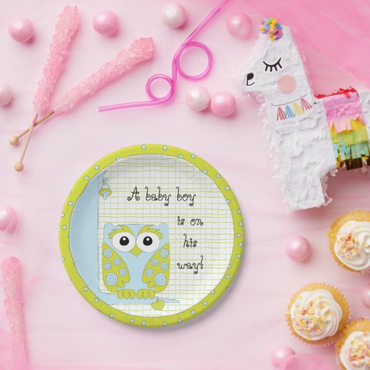 Teller "Blaues/grünes Owl" (Party)