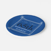 Teller blaues Papier 65. des Geburtstag (Schrägansicht)