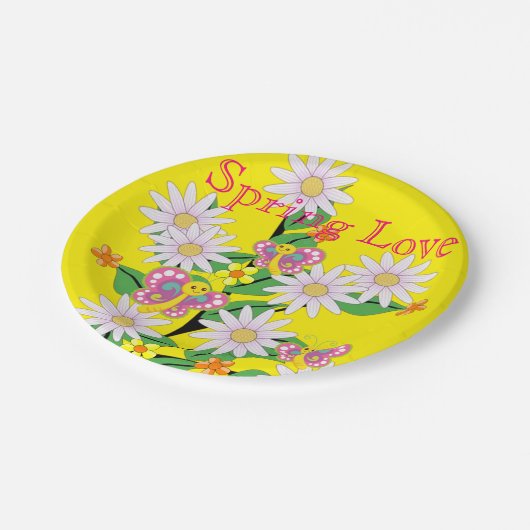 Teller, blutblütengelbe Liebe Pappteller (Schrägansicht)