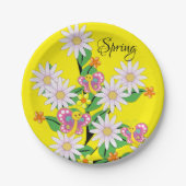 Teller, Blütenschmetterling, Gelbe Feder Pappteller (Vorderseite)