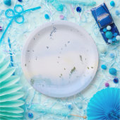 TELLER BOWLS blaues grünes Blumenblatt IN PAPIER (Party)