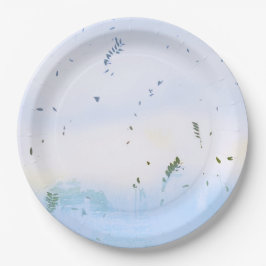 TELLER BOWLS blaues grünes Blumenblatt IN PAPIER