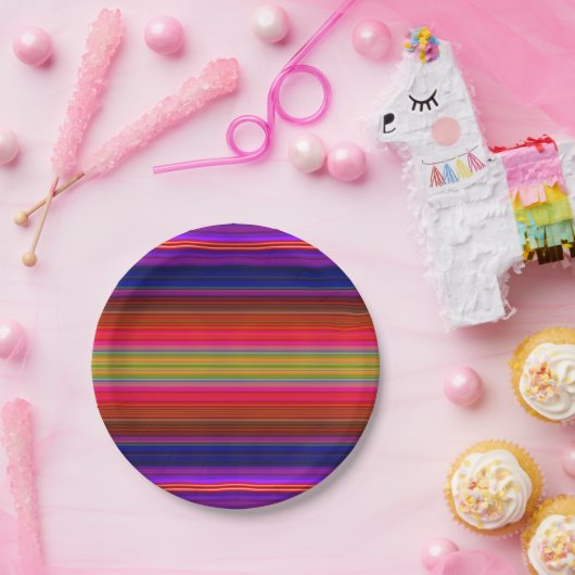 Teller Bright Neon Fiesta Streifen Muster (Party)