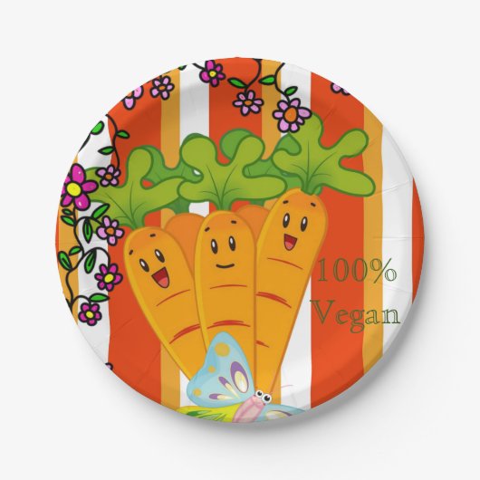 Teller, Carrots Orange Stripe, 100% Vegan Pappteller (Vorderseite)
