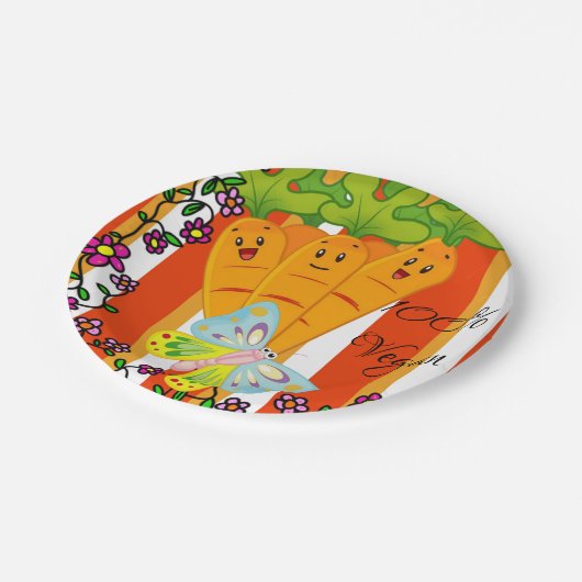Teller, Carrots Orange Stripe, 100% Vegan Pappteller (Schrägansicht)