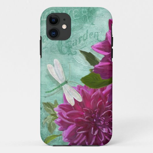 Teller-Dahlie-Blumen der Libellen-w lila Case-Mate iPhone Hülle (Rückseite)