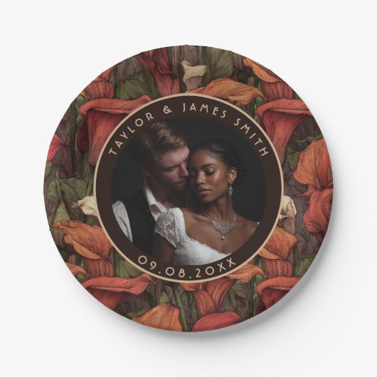 Teller der Calle Lilies für die Sommerhochzeit (Vorderseite)